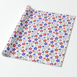Patriotic Stars - White Wrapping Paper ラッピングペーパー