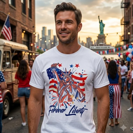 Patriotic Statue of Liberty American Flag "Forever Tシャツ