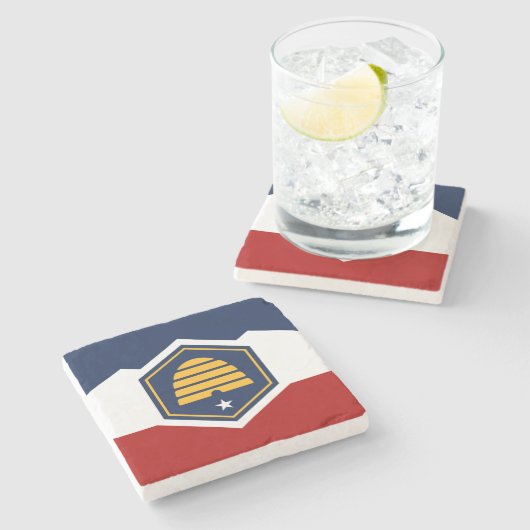 Patriotic stone coaster with Flag of Utah, USA ストーンコースター (横)