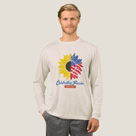 Patriotic Sunflower 4th of July Long Sleeve Tee トライブレンドＴシャツ