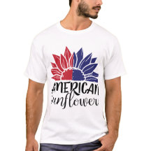 Patriotic Sunflower American Flag Colors T-Shirt