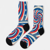 Patriotic Swirling Stars & Stripes Bold USA Pride ソックス (左)