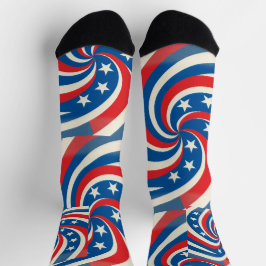 Patriotic Swirling Stars & Stripes Bold USA Pride ソックス
