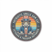 Patriotic Uncle Sam Cat Retro Sunset T-Shirt (2)_1 シール (正面)