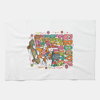 Patriotic Uncle Sam Cat Retro Typography T-Shirt ( キッチンタオル