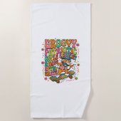 Patriotic Uncle Sam Cat Retro Typography T-Shirt ( ビーチタオル (正面)