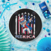Patriotic Uncle Sam Dabbing 4th of July ペーパープレート (パーティー)