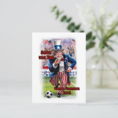 Patriotic Uncle Sam playing Soccer on a シーズンポストカード (スタンド正面)