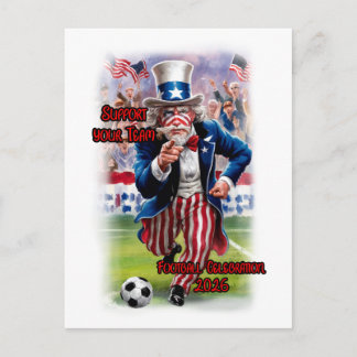 Patriotic Uncle Sam playing Soccer on a シーズンポストカード