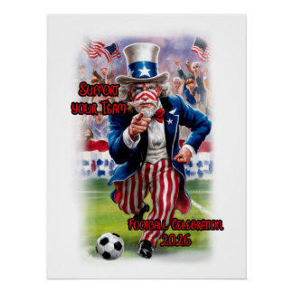 Patriotic Uncle Sam playing Soccer on a ポスター