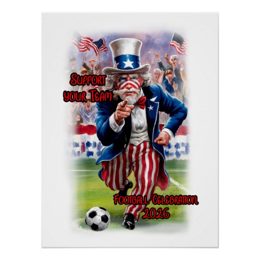 Patriotic Uncle Sam playing Soccer on a ポスター (正面)