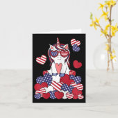 Patriotic Unicorn 4th Of July Usa American Flag Gi カード (黄色い花)