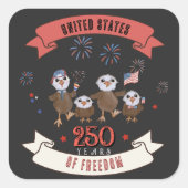 Patriotic US 250 Years of Freedom  Eagle Family スクエアシール (正面)