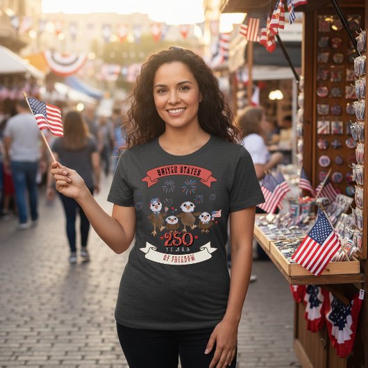 Patriotic US 250 Years of Freedom Eagle Family トライブレンドＴシャツ