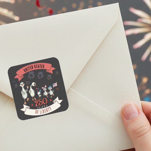 Patriotic US 250 Years of Liberty Silly Geese スクエアシール