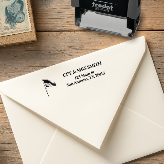 Patriotic US Flag Address セルフインキングスタンプ