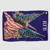 Patriotic US Flag And Bald Eagle American Flag ゴルフタオル (横)