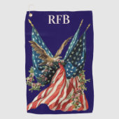 Patriotic US Flag And Bald Eagle American Flag ゴルフタオル (正面)