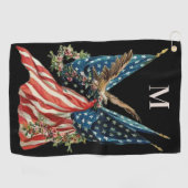 Patriotic US Flag And Eagle American Flag ゴルフタオル (横)