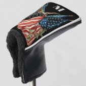 Patriotic US Flag And Eagle Custom Monogram ゴルフヘッドカバー (3/4 正面)