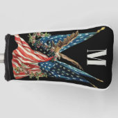 Patriotic US Flag And Eagle Custom Monogram ゴルフヘッドカバー (正面)