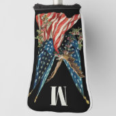 Patriotic US Flag And Eagle Custom Monogram ゴルフヘッドカバー (回転90)