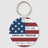 Patriotic US Flag Custom Text Name キーホルダー (裏面)
