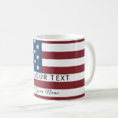 Patriotic US Flag Custom Text Name コーヒーマグカップ (正面右)