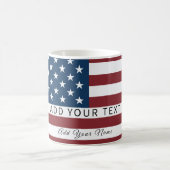Patriotic US Flag Custom Text Name コーヒーマグカップ (中央)