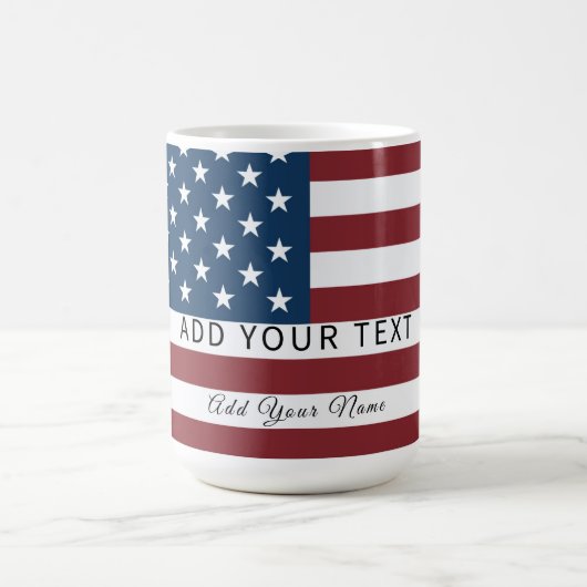 Patriotic US Flag Custom Text Name  コーヒーマグカップ (中央)
