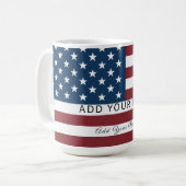 Patriotic US Flag Custom Text Name  コーヒーマグカップ (正面左)