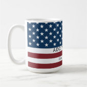 Patriotic US Flag Custom Text Name  コーヒーマグカップ (左)