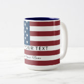 Patriotic US Flag Custom Text Name ツートーンマグカップ (正面右)