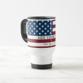 Patriotic US Flag Custom Text Name トラベルマグ (正面左)