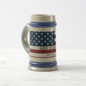 Patriotic US Flag Custom Text Name ビールジョッキ (正面左)