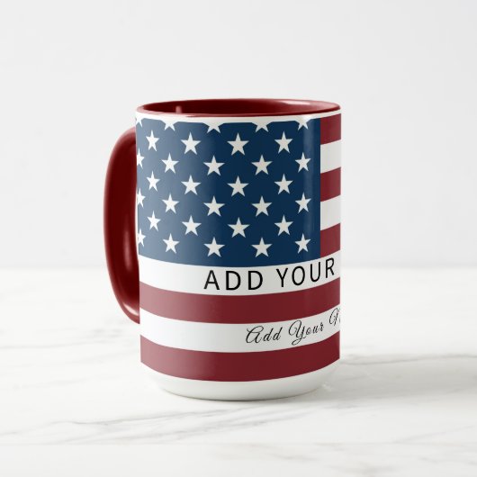 Patriotic US Flag Custom Text Name マグカップ (正面左)