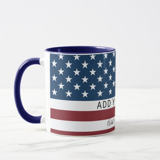 Patriotic US Flag Custom Text Name マグカップ (左)