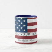 Patriotic US Flag Custom Text Name マグカップ (中央)