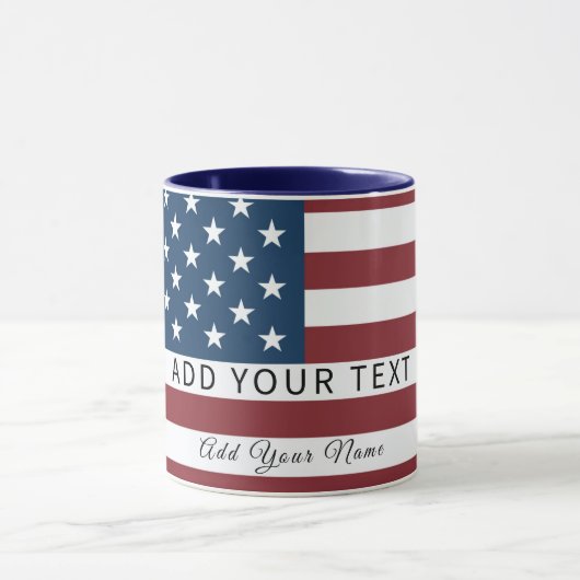 Patriotic US Flag Custom Text Name マグカップ (中央)