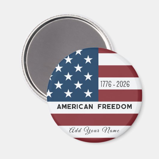 Patriotic US Flag Custom Text Name マグネット (正面/裏面)