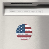 Patriotic US Flag Custom Text Name マグネット (インサイチュ (食洗機))
