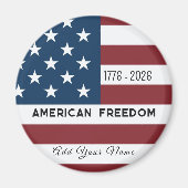 Patriotic US Flag Custom Text Name マグネット (正面)
