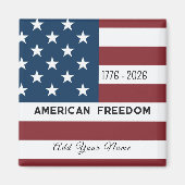 Patriotic US Flag Custom Text Name マグネット (正面)