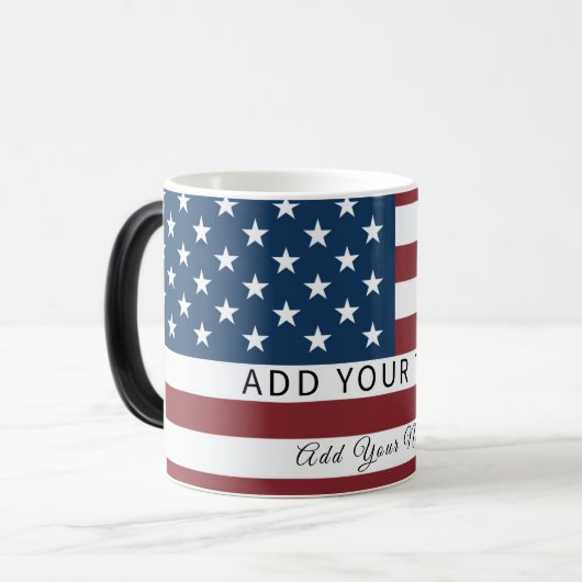 Patriotic US Flag Custom Text Name モーフィングマグカップ (正面左)
