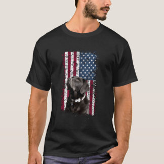Patriotic Usa米国国旗の黒いラブラドールTシャツfor Lab Tシャツ