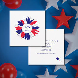 Patriotic USA 250 Years Floral 4th of July BBQ 招待状