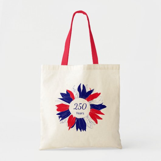 Patriotic USA 250 Years Fourth of July Floral  トートバッグ (正面)