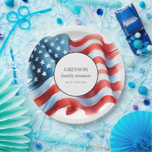 Patriotic USA 7月4日のテーブルデコレーション ペーパープレート (パーティー)