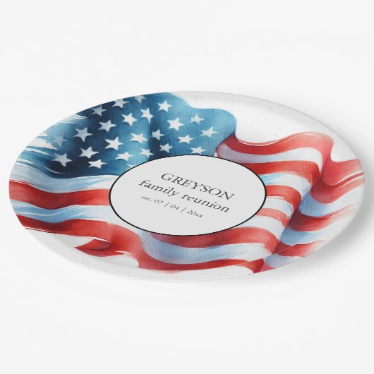 Patriotic USA 7月4日のテーブルデコレーション ペーパープレート (アングル)