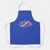 Patriotic USA Apron – Red White Blue Stars & Wave  エプロン (正面)